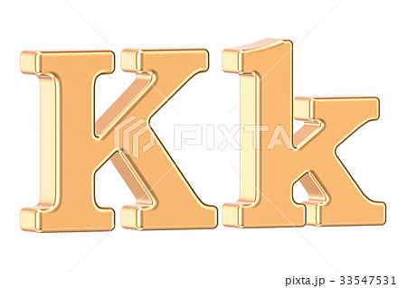 English Golden Letter K With Serifs 3d Renderingのイラスト素材