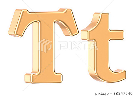 English golden letter T with serifs, 3D rendering 33547540