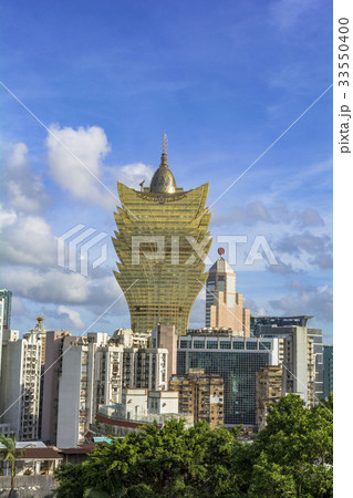 マカオの歴史地区街並みの写真素材