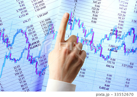Candlestick graph chart, hand and compass 33552670