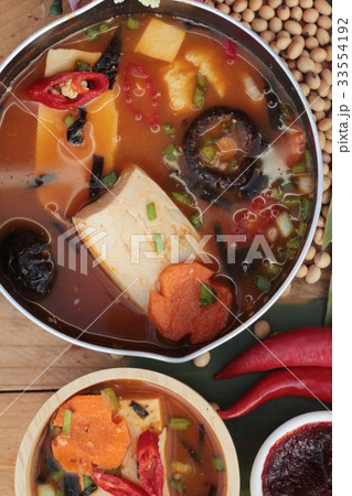 Korean tofu kimchi soup traditional is delicious. 33554192