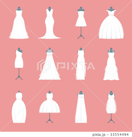 Wedding Dresses Set on Mannequin. Vector Wedding Dresses Set on Mannequin. Vector 33554494