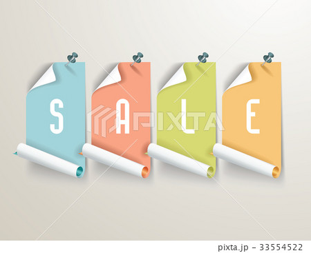 Set of  paper sale stickers on white background. 33554522