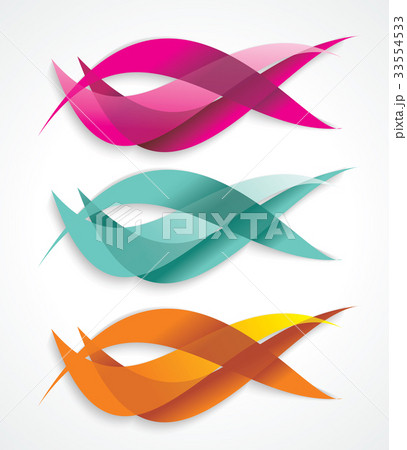 Set of colorful smooth futuristic wave layouts. 33554533