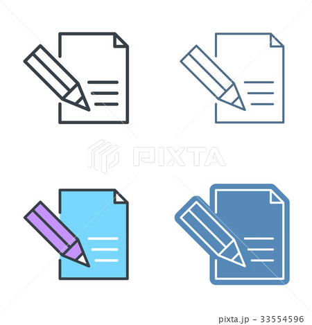 The document with pen. Vector outline icon set. The document with pen. Vector outline icon set. 33554596
