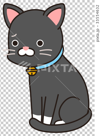 黒い猫 しょんぼりのイラスト素材