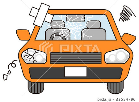 故障した車 オレンジ のイラスト素材