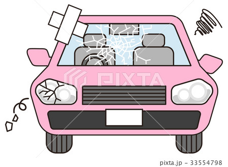 故障した車 ピンク のイラスト素材
