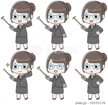 指し棒を持つ眼鏡の女性　セット 33555176