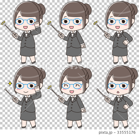指し棒を持つ眼鏡の女性　セット 33555176