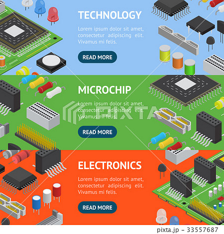 Computer Electronic Circuit Board Component Banner Computer Electronic Circuit Board Component Banner 33557687