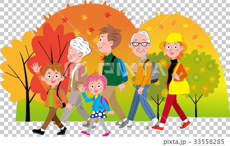 二世帯家族でハイキング 紅葉 二世帯家族でハイキング 紅葉 33558285