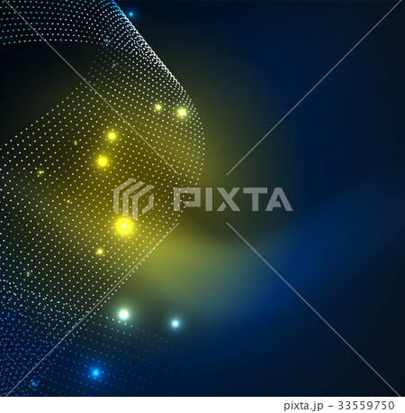 3D illuminated wave of glowing particles 3D illuminated wave of glowing particles 33559750