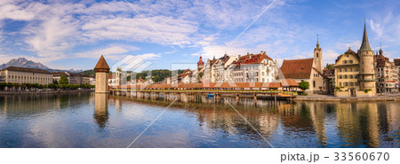 Lucerne panorama skyline Chapel Bridge Switzerland 33560670