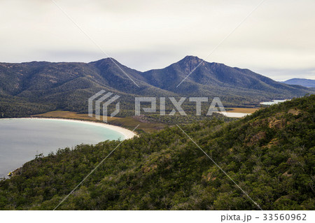 Wineglass Bay beach in Freycinet National Park. Wineglass Bay beach in Freycinet National Park. 33560962
