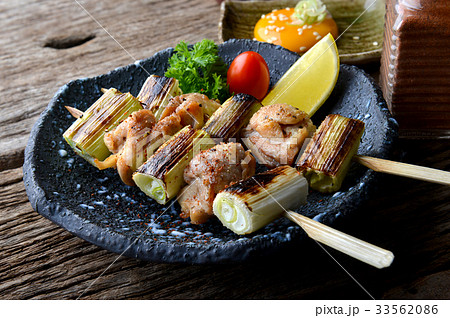 Nekima yakitori or Japanese chicken grill. Nekima yakitori or Japanese chicken grill. 33562086