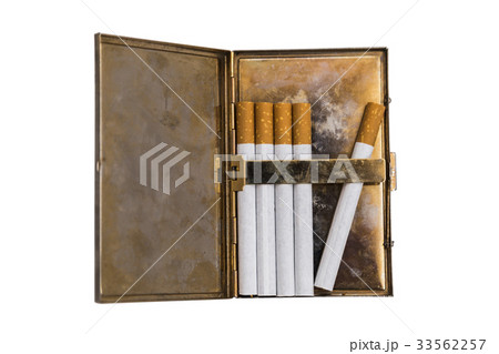 Metal cigarette case on isolated background. 33562257