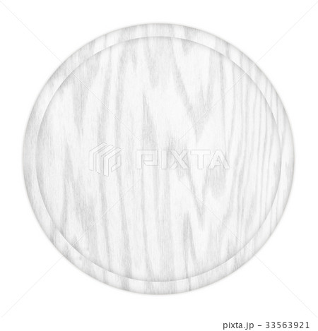 round wooden plate top view on white background 33563921