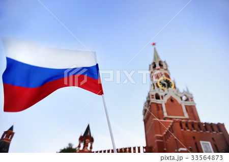 Russian flag with Spasskaya tower Russia, Moscow Russian flag with Spasskaya tower Russia, Moscow 33564873