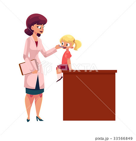 Doctor, pediatrician checking girl throat 33566849