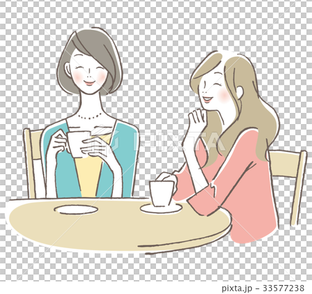 カフェ 女性 友達のイラスト素材