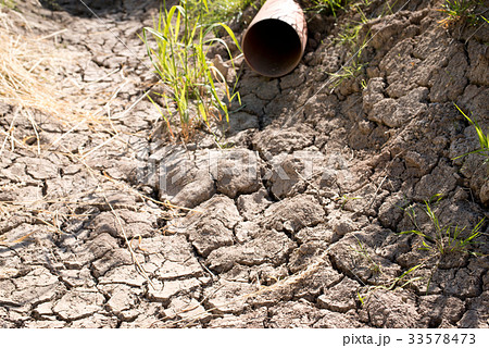 Dry Gutter without Water in the Summer 33578473