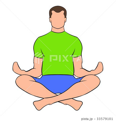 Man sitting in lotus posture icon cartoon 33579101