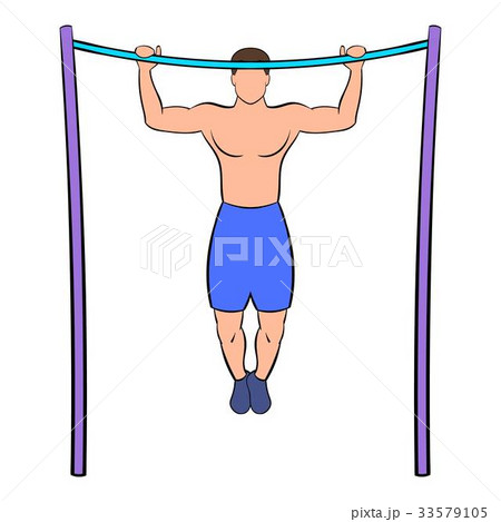Man pulling up on horizontal bar icon cartoon Man pulling up on horizontal bar icon cartoon 33579105