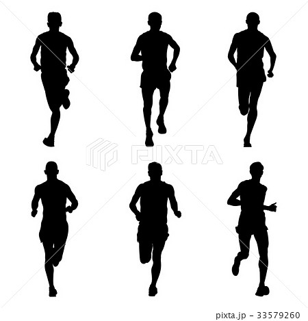 Set Of Running Marathonのイラスト素材 33579260 Pixta