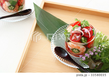プチトマトとオクラのゼリー寄せ プチトマトとオクラのゼリー寄せ 33580035