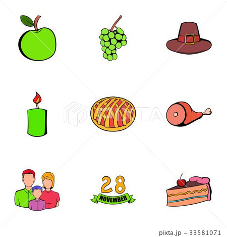 November day icons set, cartoon style November day icons set, cartoon style 33581071