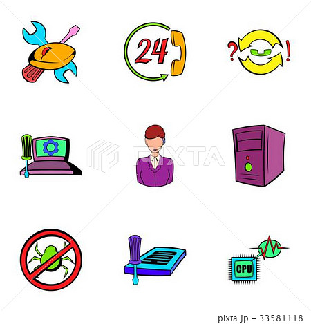 Webmaster icons set, cartoon style 33581118