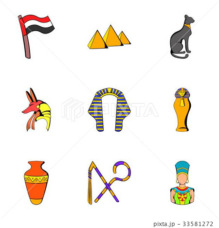 Egyptian culture icons set, cartoon style Egyptian culture icons set, cartoon style 33581272
