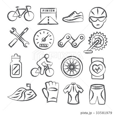 Biking Doodle Icons 33581979