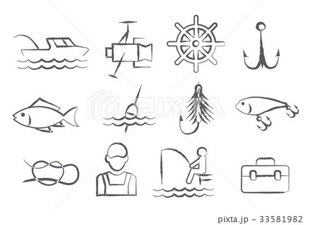 Fishing Doodle Icons 33581982