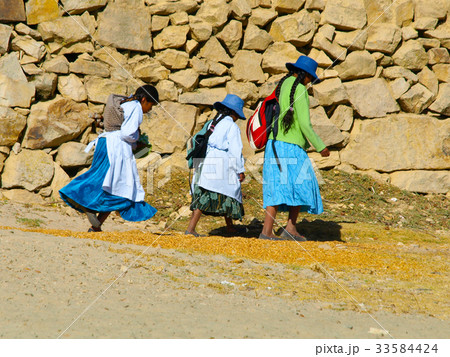 Bolivian children on the way to school Bolivian children on the way to school 33584424