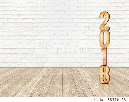 Happy New Year 18 Wood Number In Perspectiveのイラスト素材