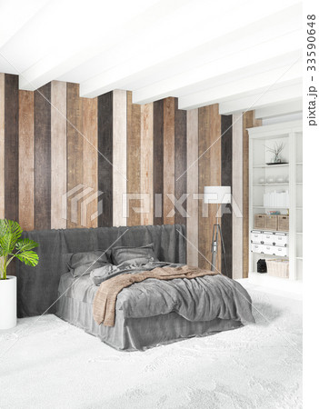 White bedroom minimal style Interior design with 33590648