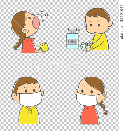 風邪予防 背景色なし のイラスト素材
