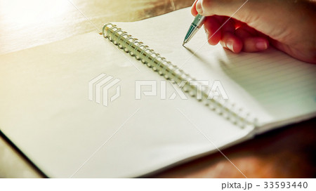 Writing Note on wooden table Writing Note on wooden table 33593440