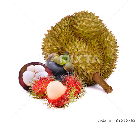 rambutan, mangosteen and durian, tropical fruit  33595765