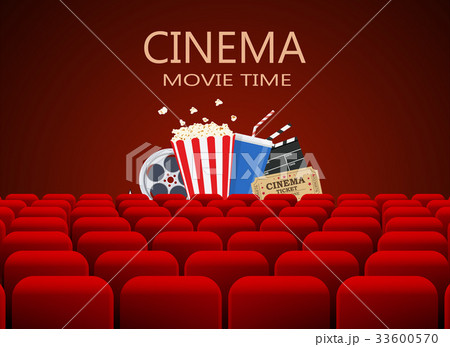 Movie theater with row of red seats Movie theater with row of red seats 33600570