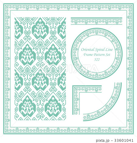 Vintage Border Frame and seamless Pattern Set 33601041