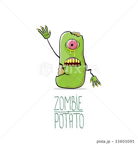 vector funny cartoon cute green zombie potato 33603095