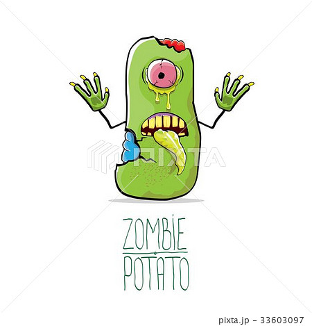 vector funny cartoon cute green zombie potato 33603097
