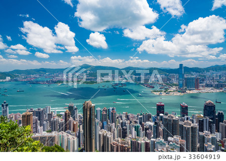 ビクトリアピークから望む香港の風景　晴天 33604919