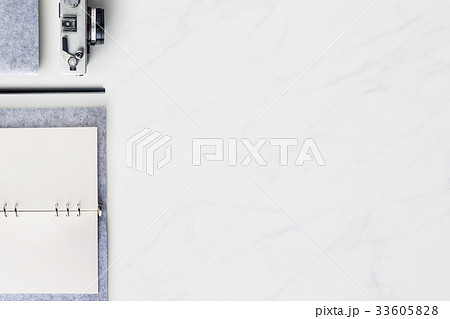 Top view of modern office marble desktop  33605828