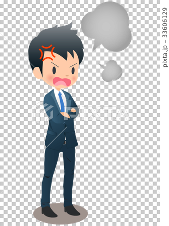 在得到的衣服的年輕男性商人憤怒地惱怒 33606129