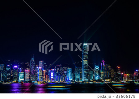 香港の夜景とレーザーショー 香港の夜景とレーザーショー 33606179