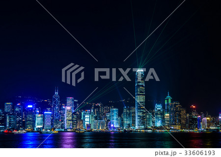 香港の夜景とレーザーショー 香港の夜景とレーザーショー 33606193